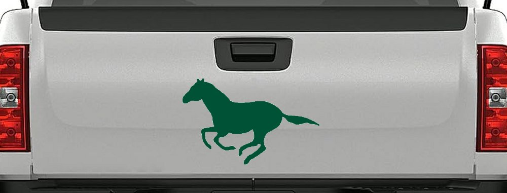Horse Mustang Running Western Farm Ranch Rodeo Car or Truck Window Decal Sticker (Dark Green)