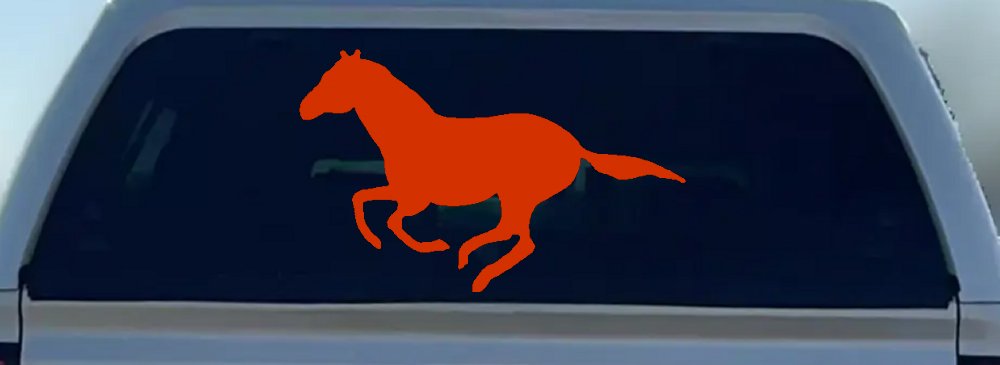 Horse Mustang Running Western Farm Ranch Rodeo Car or Truck Window Decal Sticker (Orange Red)