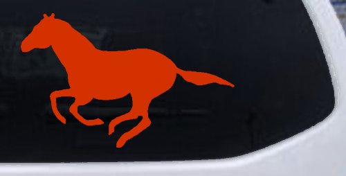 Horse Mustang Running Western Farm Ranch Rodeo Car or Truck Window Decal Sticker (Orange Red)