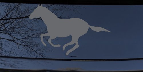 Horse Mustang Running Western Farm Ranch Rodeo Car or Truck Window Decal Sticker (Silver)