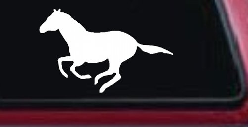 Horse Mustang Running Western Farm Ranch Rodeo Car or Truck Window Decal Sticker (White)