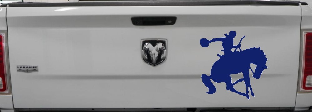 Broncing Horse Car or Truck Vinyl Window Decal Sticker (Navy)