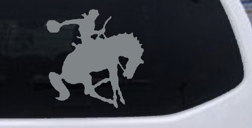 Bronco Bucking Bronc Rodeo Cowboy Western Farm Ranch Car or Truck Window Decal Sticker (Telegrey)