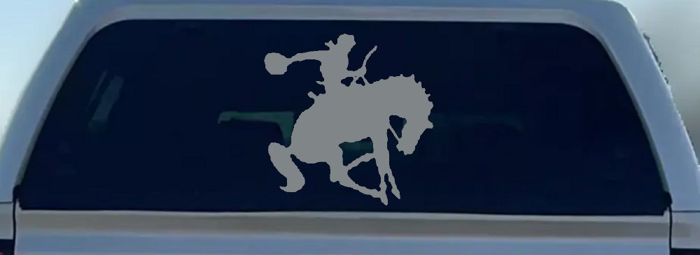 Bronco Bucking Bronc Rodeo Cowboy Western Farm Ranch Car or Truck Window Decal Sticker (Telegrey)
