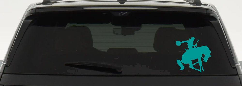 Bronco Bucking Bronc Rodeo Cowboy Western Farm Ranch Car or Truck Window Decal Sticker (Turquoise)