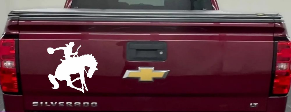 Bronco Bucking Bronc Rodeo Cowboy Western Farm Ranch Car or Truck Window Decal Sticker (White)