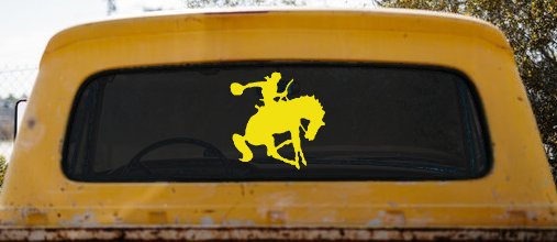 Broncing Horse Car or Truck Vinyl Window Decal Sticker (Yellow)