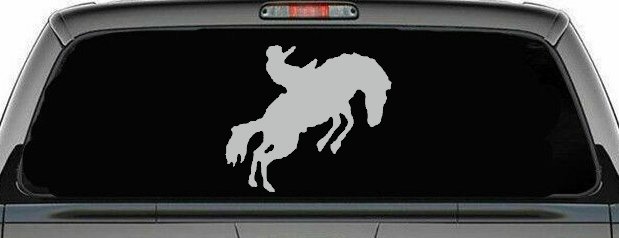 Rodeo Bronco Cowboy Truck Decal Western Farm Ranch Window Sticker (Light Gray)