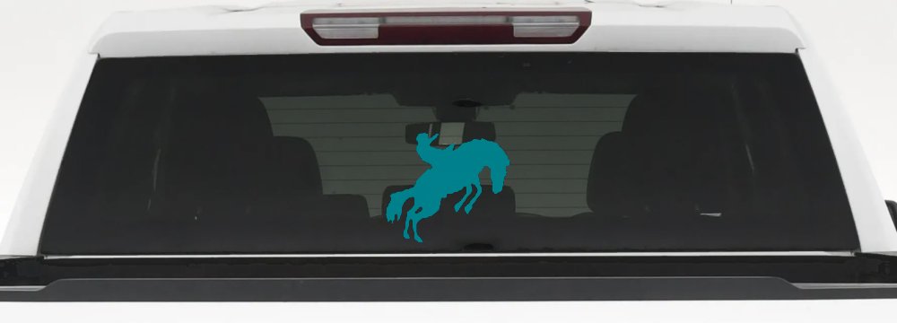 Rodeo Bucking Bronco Cowboy Western Farm Ranch Car or Truck Window Decal Sticker (Turquoise Blue)