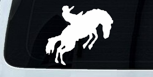 Rodeo Bucking Bronco Cowboy Western Farm Ranch Car or Truck Window Decal Sticker (White)