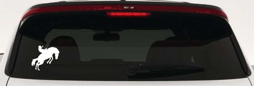 Rodeo Bronco Cowboy Truck Decal Western Farm Ranch Window Sticker (White)