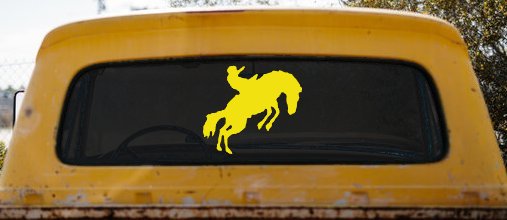 Rodeo Bronco Cowboy Truck Decal Western Farm Ranch Window Sticker (Yellow)