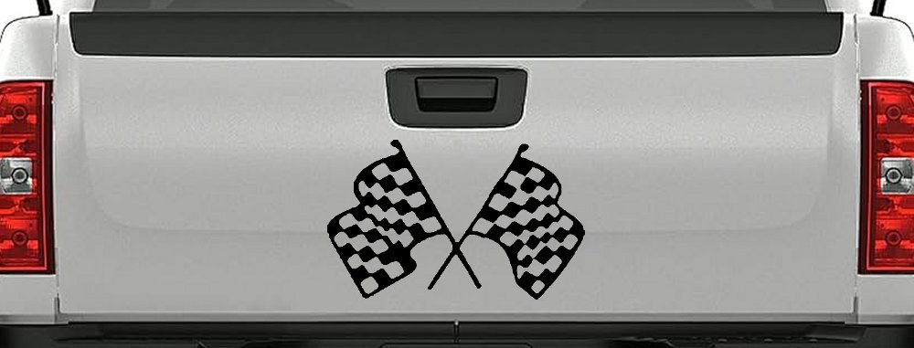 Racing Flags Car or Truck Window Decal Sticker (Black)