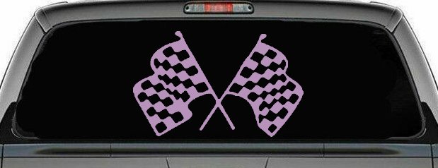 Racing Flags Car or Truck Window Decal Sticker (Lilac)