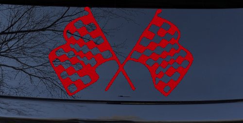 Racing Flags Car or Truck Window Decal Sticker (Red)