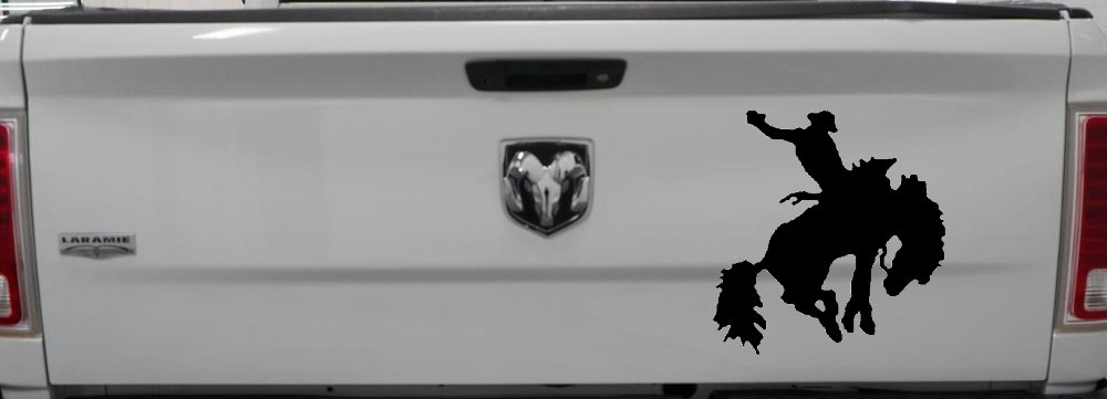 Rodeo Bucking Bronco Cowboy Western Farm Ranch Car or Truck Window Decal Sticker (Black)