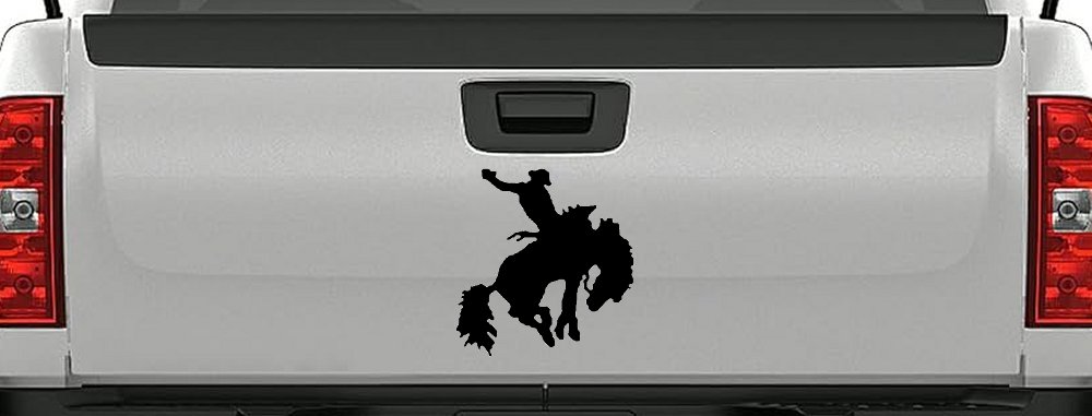 Rodeo Bucking Bronco Cowboy Western Farm Ranch Car or Truck Window Decal Sticker (Black)