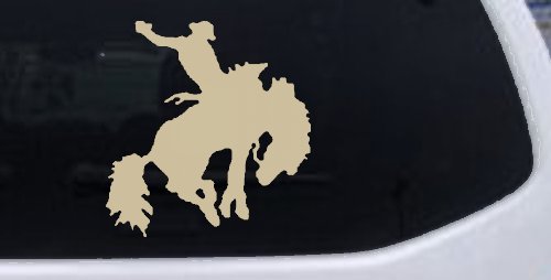 Rodeo Bucking Bronco Cowboy Western Farm Ranch Car or Truck Window Decal Sticker (Desert Sand)
