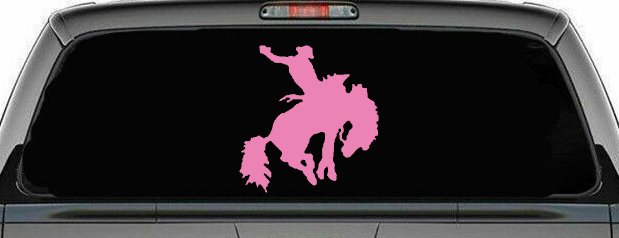 Rodeo Bucking Bronco Cowboy Western Farm Ranch Car or Truck Window Decal Sticker (Pink)