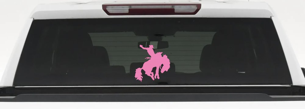 Rodeo Bucking Bronco Cowboy Western Farm Ranch Car or Truck Window Decal Sticker (Pink)