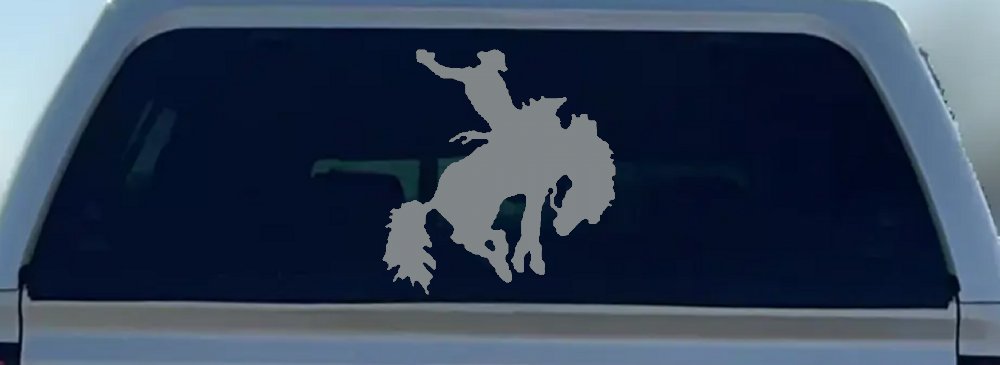Rodeo Bucking Bronco Cowboy Western Farm Ranch Car or Truck Window Decal Sticker (Telegrey)