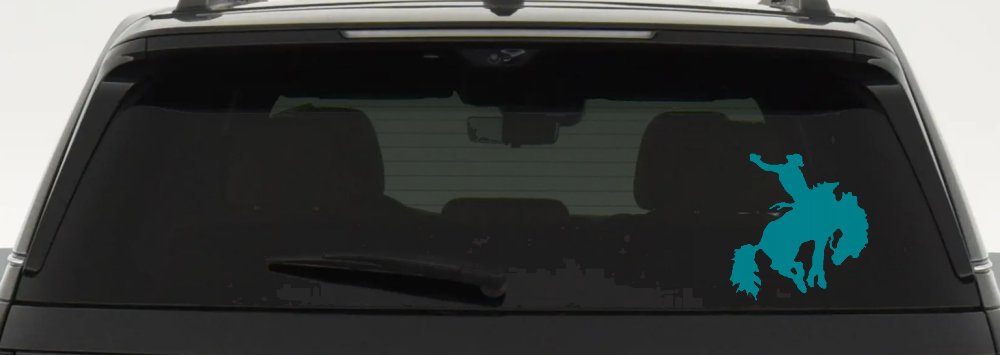 Rodeo Bucking Bronco Cowboy Western Farm Ranch Car or Truck Window Decal Sticker (Turquoise Blue)