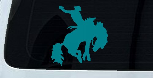 Rodeo Bucking Bronco Cowboy Western Farm Ranch Car or Truck Window Decal Sticker (Turquoise Blue)