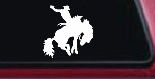 Rodeo Bucking Bronco Cowboy Western Farm Ranch Car or Truck Window Decal Sticker (White)
