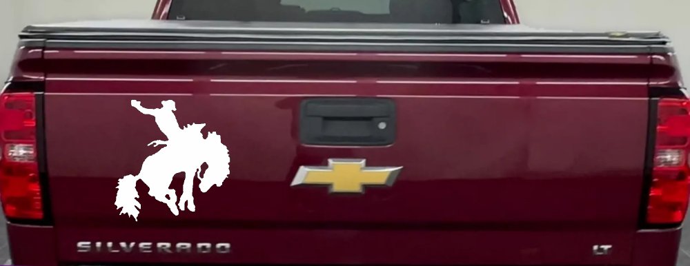 Rodeo Bucking Bronco Cowboy Western Farm Ranch Car or Truck Window Decal Sticker (White)