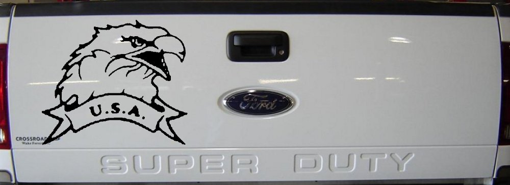 Eagle with USA Banner Military Car or Truck Window Decal Sticker (Black)