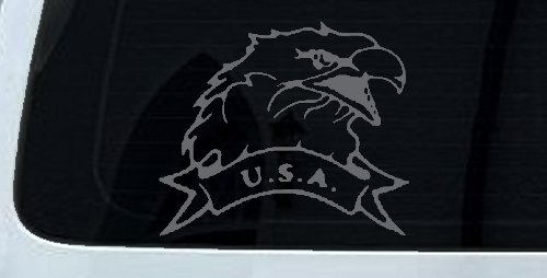 Eagle with USA Banner Military Car or Truck Window Decal Sticker (Silver)