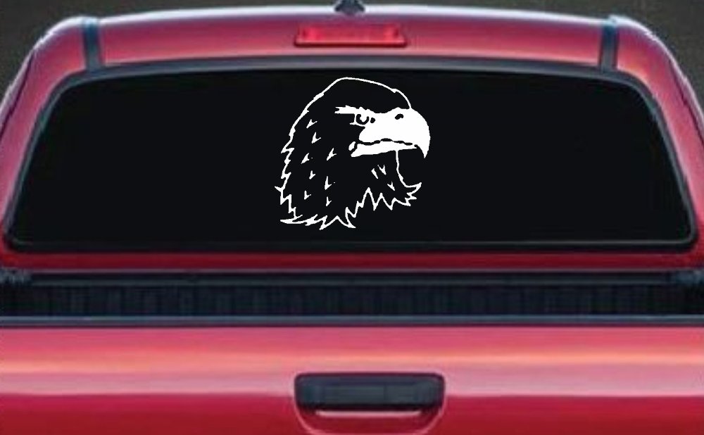 Eagle Head Car or Truck Window Decal Sticker (White)