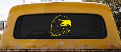 Eagle Head Car or Truck Window Decal Sticker (Yellow)