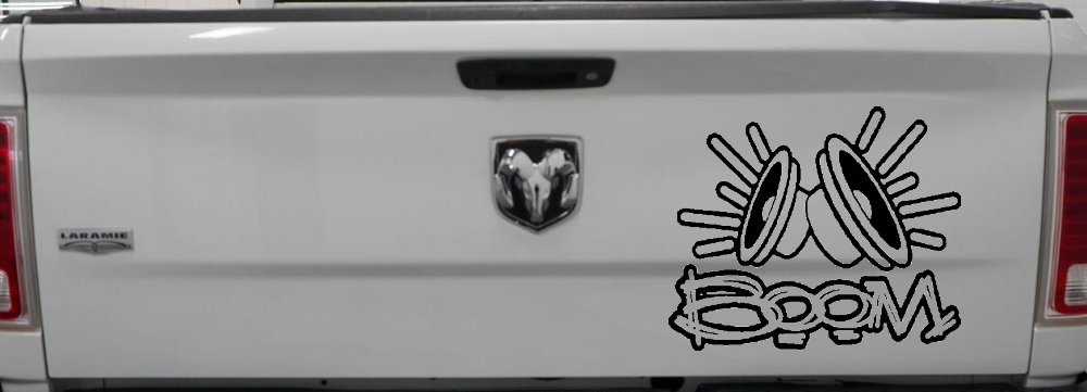 Boom Subwoofer Speakers Car or Truck Window Decal Sticker (Black)