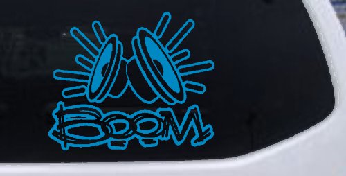 Boom Subwoofer Speakers Car or Truck Window Decal Sticker (Blue)
