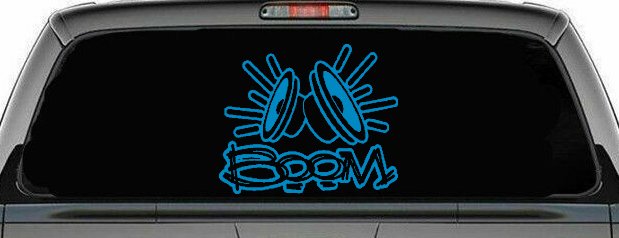 Boom Subwoofer Speakers Car or Truck Window Decal Sticker (Blue)