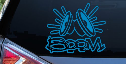 Boom Subwoofer Speakers Car or Truck Window Decal Sticker (Blue)