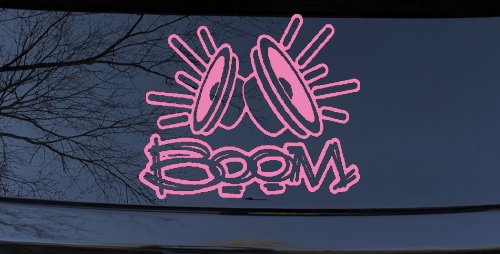 Boom Subwoofer Speakers Car or Truck Window Decal Sticker (Pink)
