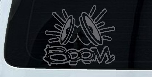 Boom Subwoofer Speakers Car or Truck Window Decal Sticker (Silver)