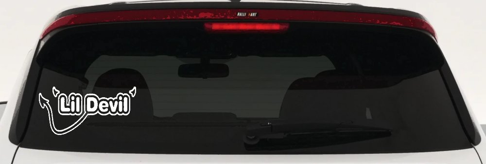 Lil Devil Decal Sticker for Car Truck Window Auto Vinyl Fun Accessory (White)