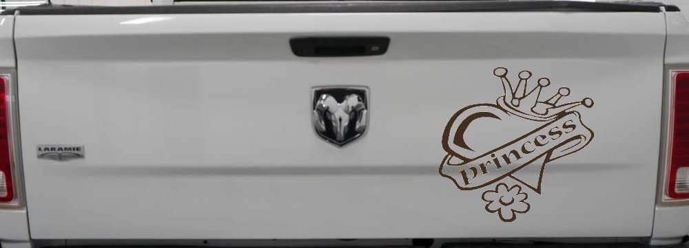 Princess With Heart and Crown Car or Truck Window Decal Sticker (Brown)