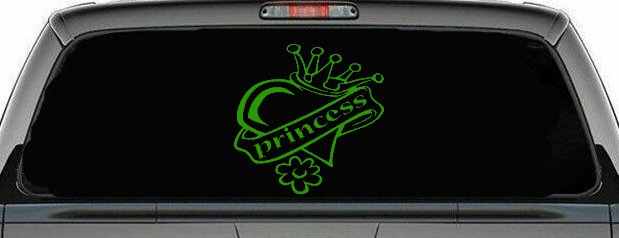 Princess With Heart and Crown Car or Truck Window Decal Sticker