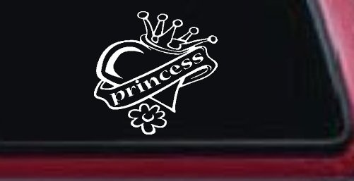 Princess With Heart and Crown Car or Truck Window Decal Sticker