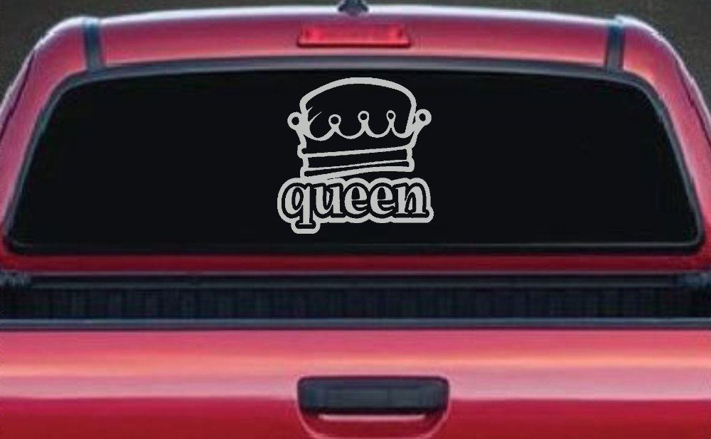 Queen with Crown Car or Truck Window Decal Sticker (Light Gray)