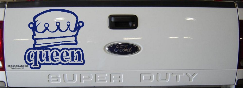 Queen with Crown Car or Truck Window Decal Sticker (Navy)