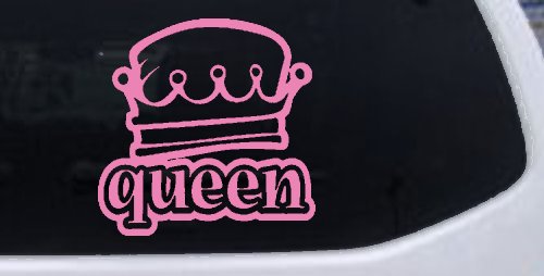 Queen with Crown Car or Truck Window Decal Sticker (Pink)