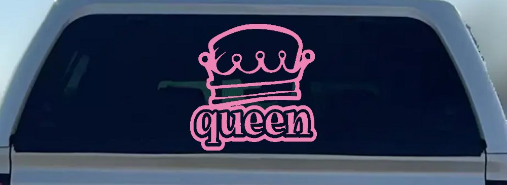 Queen with Crown Car or Truck Window Decal Sticker (Pink)