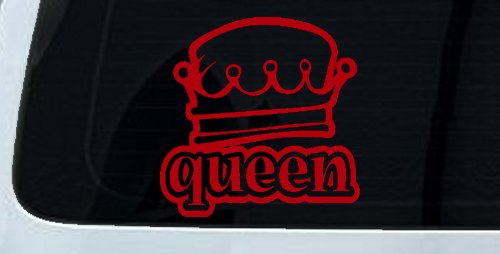Queen with Crown Car or Truck Window Decal Sticker (Red)