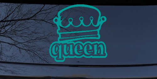 Queen with Crown Car or Truck Window Decal Sticker (Turquoise)
