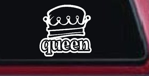 Queen with Crown Car or Truck Window Decal Sticker (White)